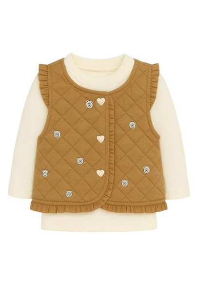 Quilted Sleeveless Vest with Full Sleeve Top | Stylish Winter Wear for Toddlers & Kids