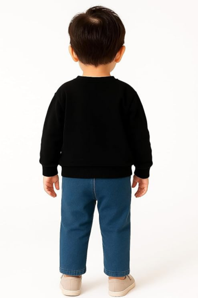 Baby Boys Cute Puppy Print Sweatshirt with Denim Pants | Comfortable & Stylish Casual Wear for Toddlers & Kids