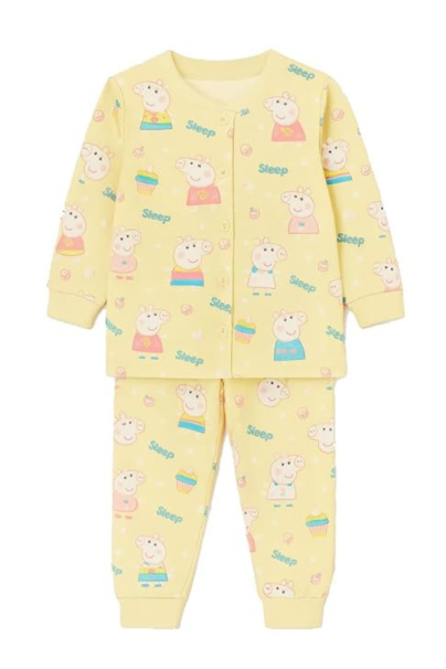Cute Peppa Pig Printed Night Suit for Kids | Soft Cotton Sleepwear Set with Full Sleeves & Pajama | Comfortable Two-Piece Sleep Set for Boys & Girls