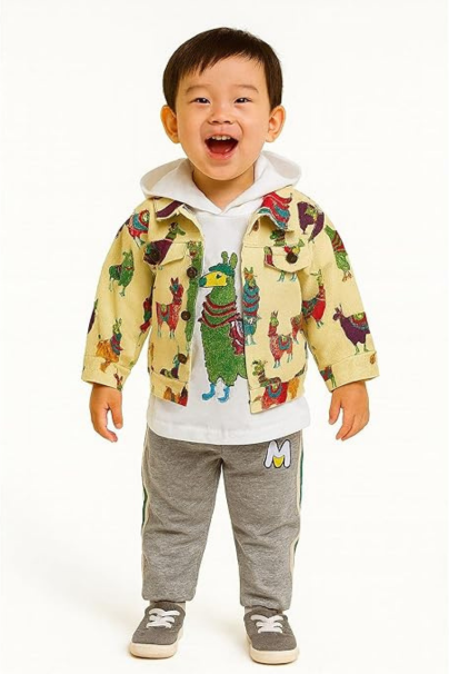 Cute Llama Print Full Sleeve Hooded Sweatshirt | Soft & Stylish Casual Wear for Toddlers & Kids