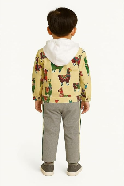 Cute Llama Print Full Sleeve Hooded Sweatshirt | Soft & Stylish Casual Wear for Toddlers & Kids